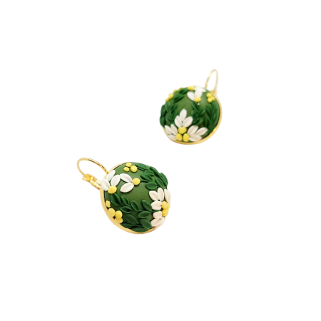 Earrings gold margarites flowers
